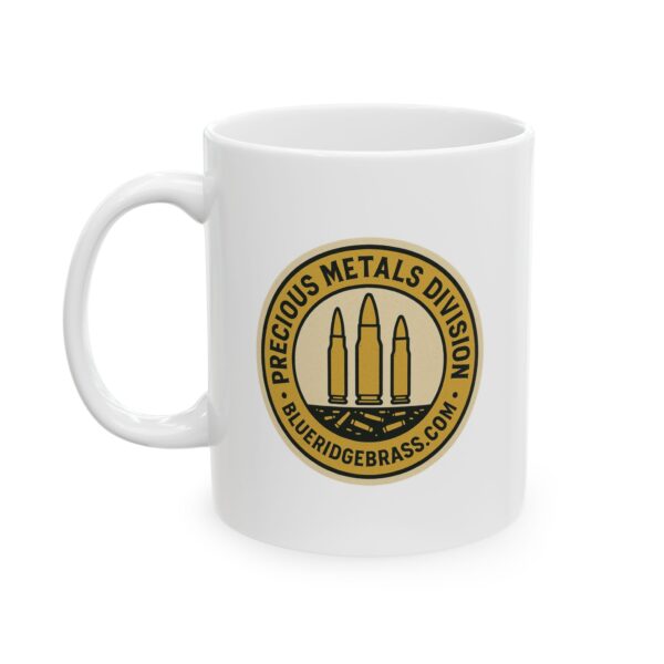 "Precious Metals Division" Ceramic Mug - Vintage Badge Design, Perfect Gift for Coffee Lovers