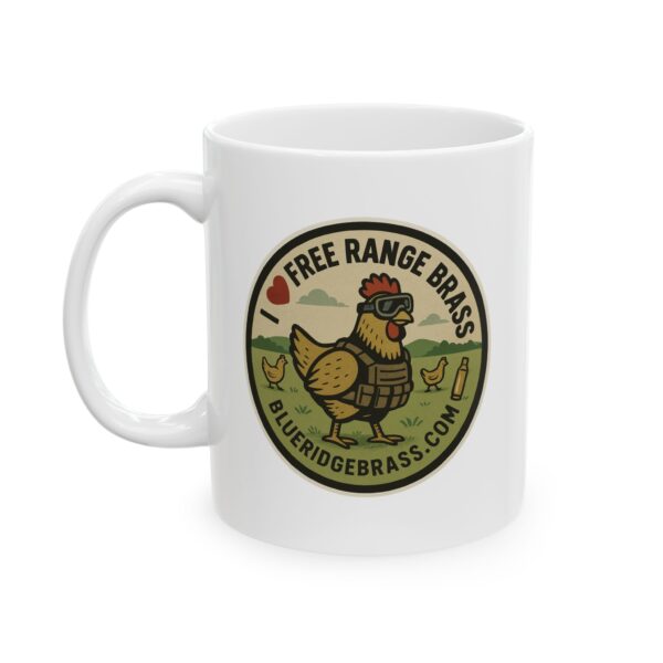 "I Love Free Range Brass" Ceramic Mug - Vintage Badge Design, Perfect Gift for Coffee Lovers